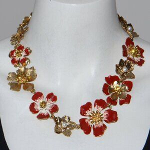 Oscar De La Renta Hand Painted Flower Necklace